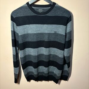 Matix x Marc Johnson Striped Knit Crewneck Sweater Gray Black Size Small